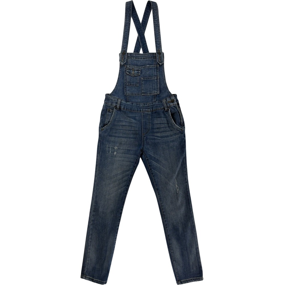Free People Blue Denim Bib Overalls 100% Cotton Women's Size 25